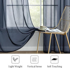 MIULEE 2 Panels Navy Blue Sheer Curtains 84 inches Long Window Curtains Rod - Image 4