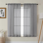 Gwine Charcoal Grey Sheer Curtains 72 Inches Long 2 Panels Set by Gwine