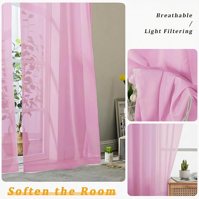 Gwine Sheer Curtains for Living Room 45 inch Length - Image 5