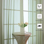 Lecloud Sage Green Sheer Curtains 96 Inches Long 2 Panels, Solid Airy Voile - Image 6