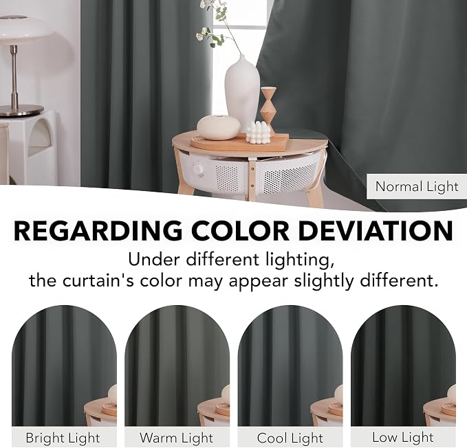 Deconovo Blackout Curtains, Thermal Insulated, W42 x L72 2 Panels, Back Tab - Image 6