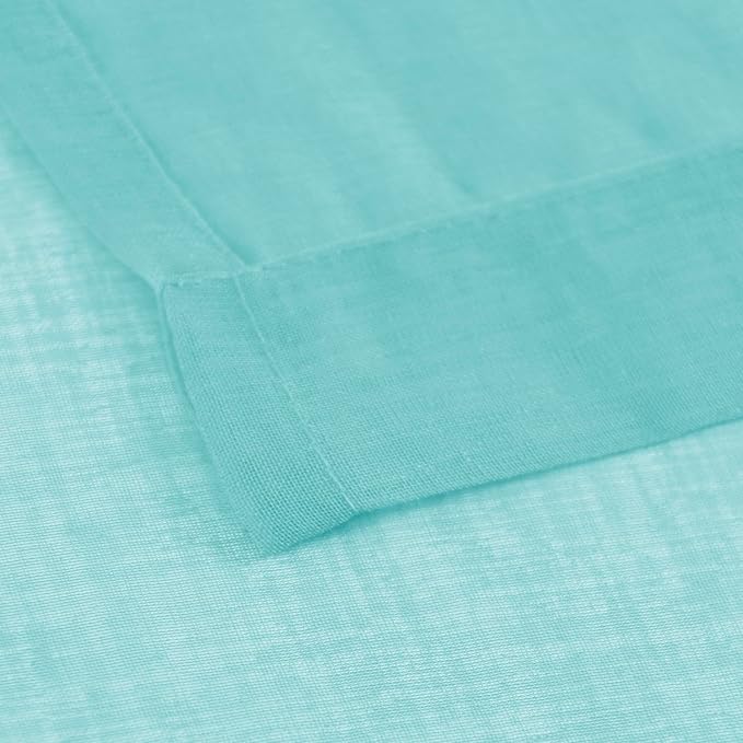 DWCN Aqua Sheer Curtains Semi Transparent Voile Rod Pocket Curtains - Image 5