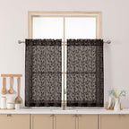 Chyhomenyc Chocolate Sheer Curtains 36 Inch Length, Light Filtering Leaf Tufted by Chyhomenyc