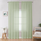 OWENIE Sheer Curtain 96 Inch Long 2 Panels Set, Light Filtering Clear Rod by OWENIE