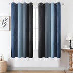 Estelar Textiler Navy Blue and Black Ombre Blackout Curtains 63 Inch Length 2 - Image 2