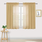 DWCN Taupe Sheer Curtains Semi Transparent Voile Rod Pocket Curtains by DWCN