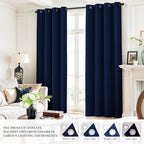Yakamok Navy Blue 100% Blackout Curtains 84 Inches Long Thermal Insulated - Image 8