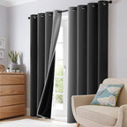 SimpleHome Black and Greyish White Blackout Curtains - Image 7
