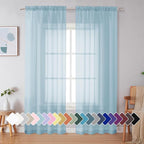 Simplebrand Sky Blue Sheer Curtains 90 Inches Long 2 Panels, Light Filtering by Simplebrand