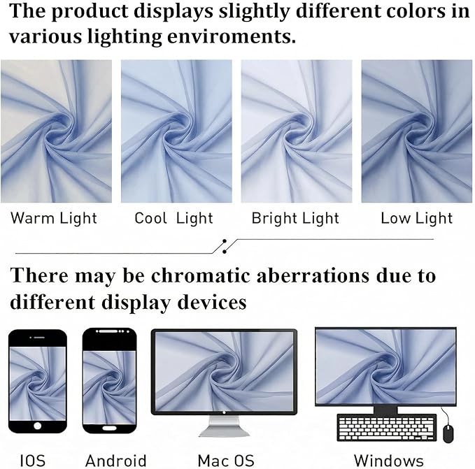 Lecloud Denim Blue Sheer Curtains 96 Inches Long 2 Panels, Rod Pocket Light - Image 7