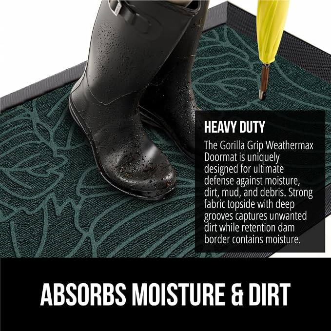 GORILLA GRIP 100% Waterproof All-Season WeatherMAX Doormat US Designed Natural - Image 5