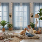 WAZZIO Boho Lace Curtains 84 Inches 2 Panel, Light Filtering Privacy Tassel & - Image 4