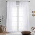 OVZME 2 Panels White Sheer Curtains 96" Length by OVZME