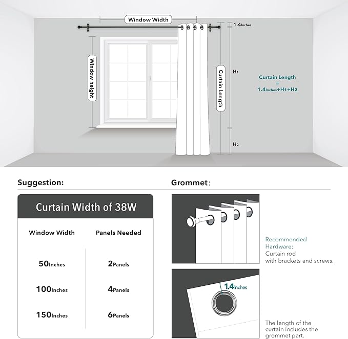 Deconovo Short Blackout Curtains, Thermal Insulated Soundproof Grommet Curtain - Image 5