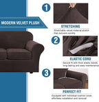 H.VERSAILTEX Modern Velvet Plush 4 Piece High Stretch Sofa Slipcover Sofa Cover - Image 3