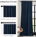 RYB HOME Navy Blue Velvet Curtains 84 inches- Velevt Blackout Curtains - Image 2