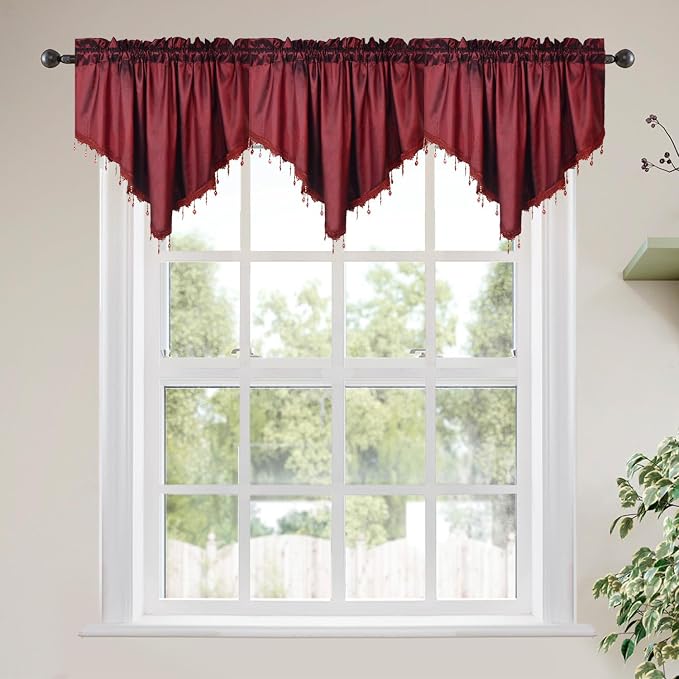 Molaxhome Swag Curtain 51 inch Length Rod Pocket Scalloped Curtain Valance by Molaxhome