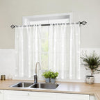HOMEIDEAS White Sheer Kitchen Curtains 30 X 36 Inch Length 2 Panels Embroidered by HOMEIDEAS