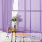 Gwine Lilac Sheer Curtains for Living Room 45 inches Long, Short Voile Light - Image 7
