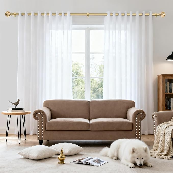 Curtain Rods for Windows 72 to 144 Inch, USFOOK 7/8 inch Luxury Gold Curtain - Image 3