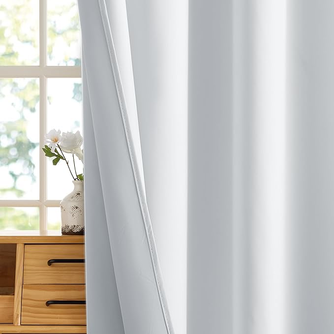 RYB HOME White 100% Blackout Curtains, Short Thermal Insulated Heat & UV - Image 5
