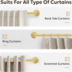 Zeerobee Curtain Rods for Windows 66 to 120, 1 Inch Industrial Wrap Around Gold - Image 8