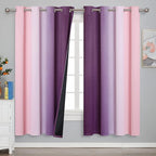 Estelar Textiler Ombre Pink and Purple Blackout Curtains 72 Inch Length 2 Panels - Image 2
