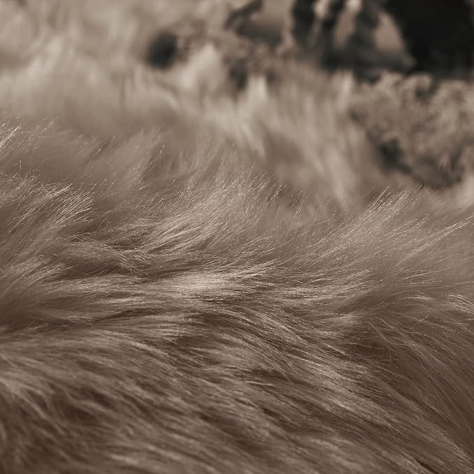 Goolela Faux Sheepskin Fur Rug Light Brown Beige Fluffy Rug 4x6 Carpet - Image 7