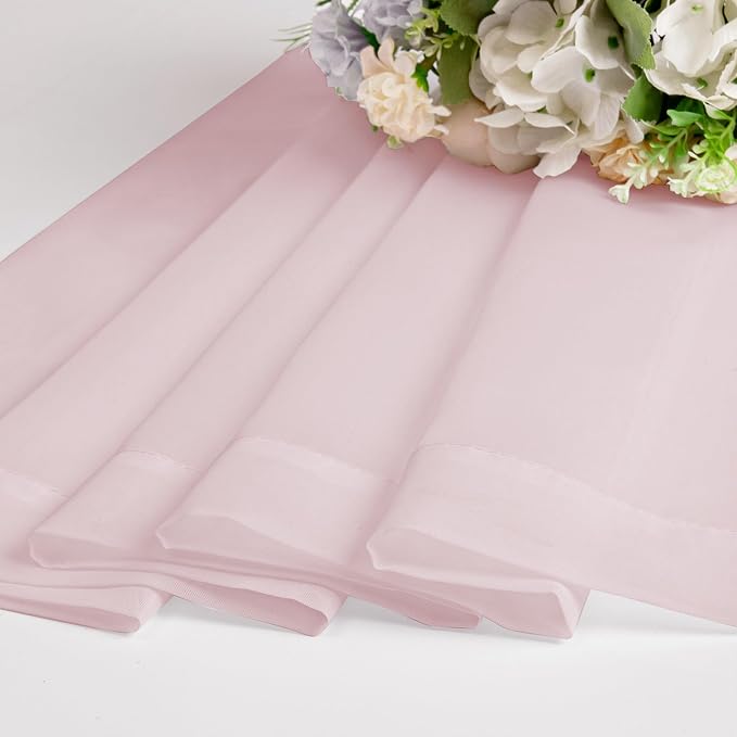 OWENIE Extra Long Sheer Curtains 96 Inches Long, Rod Pocket Airy Solid Blush - Image 6