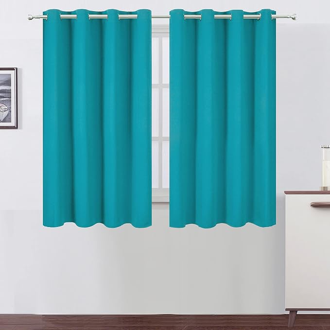 LEMOMO Teal Blackout Curtains/52 x 45 Inch Length Kids Curtains/Set of 2 Panels by Lemomo