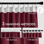 MIULEE Christmas Wine Red Back Tab Blackout Curtains 108 Inch Long 2 Panels Set - Image 3
