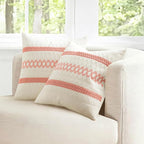 MIULEE Set of 2 Coral Red Boho Valentines Decorative Lumbar Pillow Covers 12x20 - Image 7
