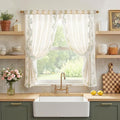 jinchan Belrose Linen Floral Cafe Curtains 45 Inch Length Embroidered Farmhouse by JINCHAN