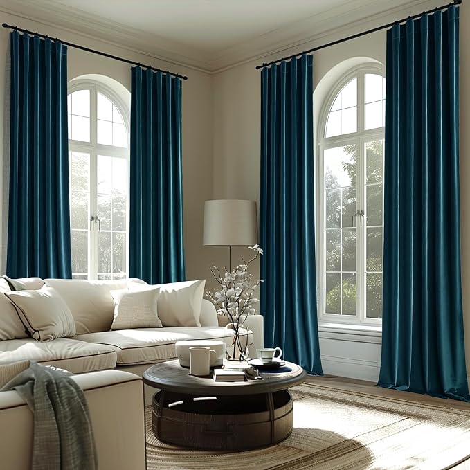 MIULEE Blue Velvet Curtains 108 inches Long 2 Panels - Image 7
