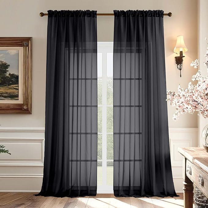 Aiyufeng Voile Sheer Black Curtains by Aiyufeng