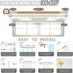 TVWOO Gold Wrap Around Curtain Rods:5/8" Small Blackout Adjustable Window - Image 7