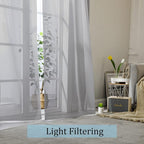 OWENIE Sheer Curtains 90 Inch Length, Elegant Grey Sheer Curtains - Image 2