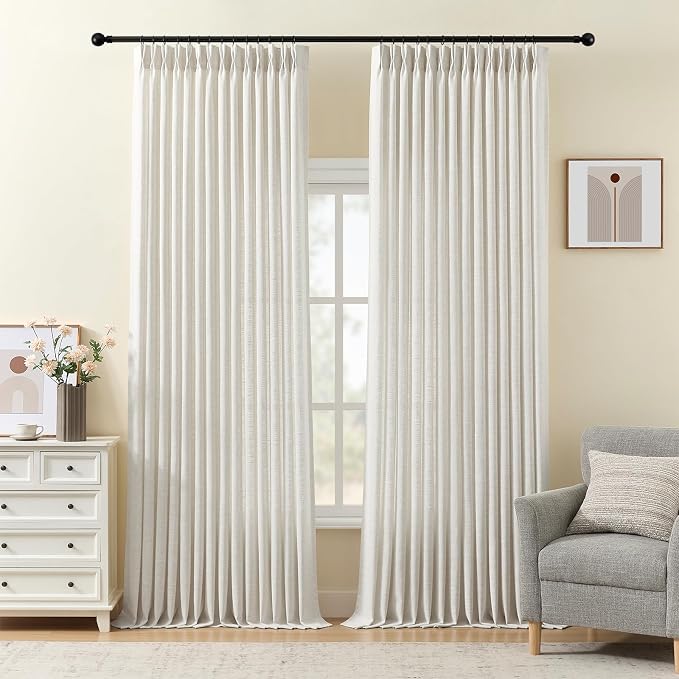 IVAPUPU 108 Inch Curtains Pinch Pleated Linen by IVAPUPU