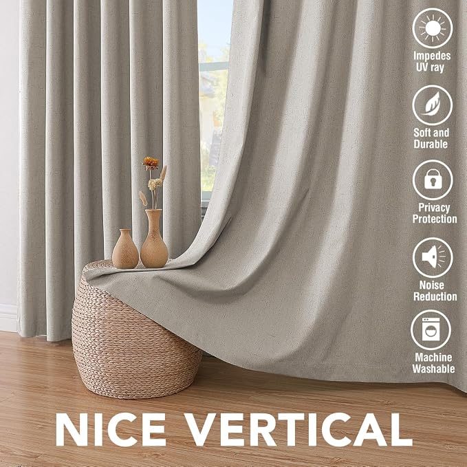 H.VERSAILTEX Linen Blackout Curtains 45 Inches Long 100% Absolutely Blackout - Image 7