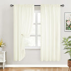 HOMEIDEAS Non-See-Through Ivory Privacy Sheer Curtains, 52 X 72 Inches Long 2 - Image 2