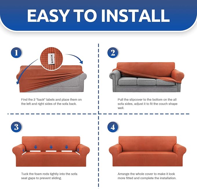 KEKUOU Stretch Oversized Sofa Slipcover 1 Piece Couch Sofa Cover Furniture - Image 5