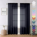 Lecloud Black Sheer Curtains 84 Inches Long 2 Panels, Solid Voile Light by Lecloud