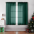 OVZME Hunter Green Sheer Curtains 63 Inches Long 2 Panels by OVZME