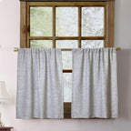 Oindec Faux Linen Kitchen Curtains 24 Inch Length Cafe Curtain Tiers by Oindec