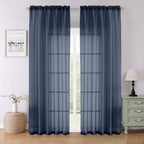 Lecloud Navy Blue Sheer Curtains 90 Inches Long 2 Pcs, Soft Airy Light by Lecloud