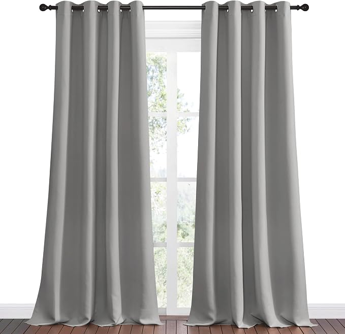 NICETOWN Silver Grey Room Darkening Curtain Panels 120" Long - Image 2
