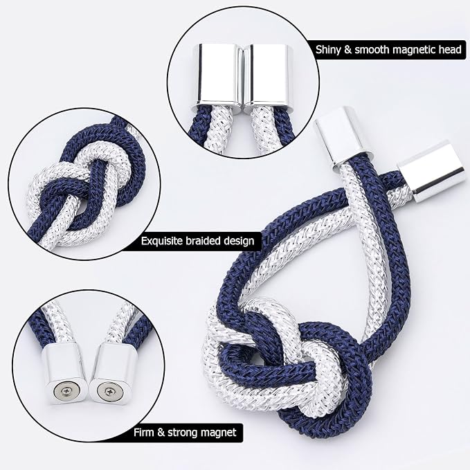 NICEEC 2 Pack Mini Magnetic Curtain Tiebacks Nordic Simple Style Drape Tie - Image 3