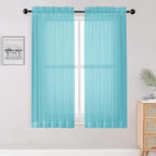OWENIE Sheer Aqua Curtains for Bedroom Living Room 63 Inch Length 2 Panels Set by OWENIE