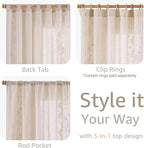 jinchan Evelyn Embroidered Linen Curtains Ivory Farmhouse Floral Window Drapes - Image 8