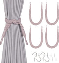 NICEEC 4 Pack Natural Cotton Rope Curtain Tiebacks Elegant Boho Style by NICEEC